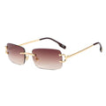 Ferncisco Santino rimless gold square sunglasses with tea brown gradient UV400 lenses